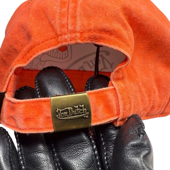 Von Dutch Distressed Denim Adjustable Hat/Cap Orange - Picture 5 of 7